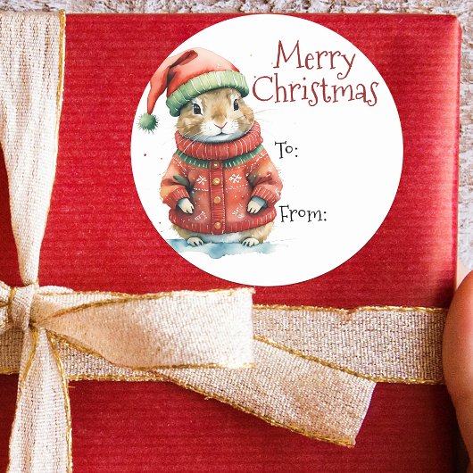 フェスティバルハムスターinサンタハットクリスマス ラウンドシール