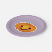 フェスティバルハロウィンオレンジカボチャ紫の背景 ペーパープレート (アングル)