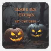 フェスティバルハロウィンカボチャとフローラルパターン スクエアシール (正面)