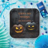 フェスティバルハロウィンカボチャとフローラルパターン ペーパープレート (パーティー)