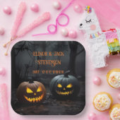 フェスティバルハロウィンカボチャとフローラルパターン ペーパープレート (パーティー)