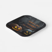 フェスティバルハロウィンカボチャとフローラルパターン ペーパープレート (傾斜あり)