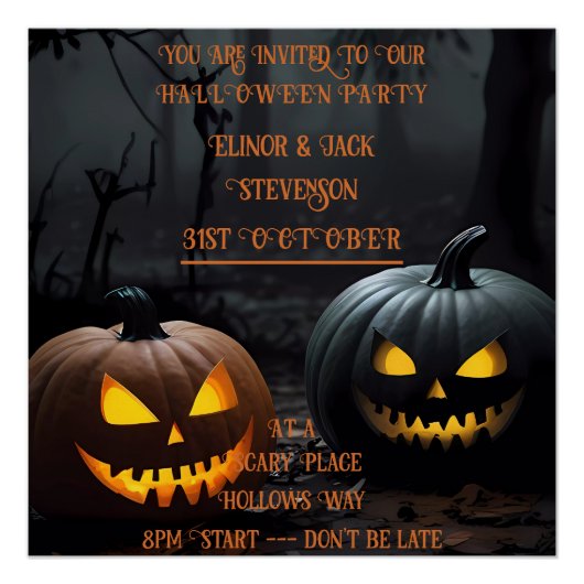 フェスティバルハロウィンカボチャとフローラルパターン ポスター (正面)