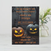 フェスティバルハロウィンカボチャとフローラルパターン 招待状 (スタンド正面)