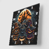 フェスティバルハロウィン白熱［赤熱］光を放つカボチャ スクエア壁時計 (傾斜)