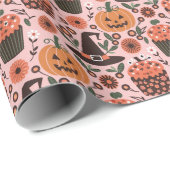 フェスティバルハロウィーンパターン | 魔女、カボチャ、こうもり ラッピングペーパー (ロールコーナー)