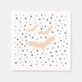 フェスティバルハロウィーン食器 – 黒とオレンジのこうもり スタンダードカクテルナプキン