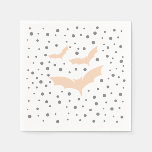 フェスティバルハロウィーン食器 – 黒とオレンジのこうもり スタンダードカクテルナプキン (正面)