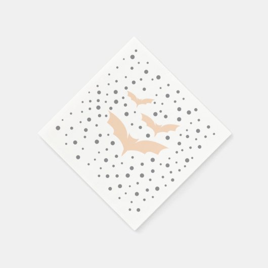 フェスティバルハロウィーン食器 – 黒とオレンジのこうもり スタンダードカクテルナプキン (角)