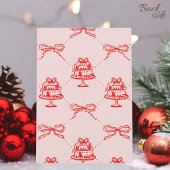 フェスティバルハンドドロッドレッド&ピンクボウクリスマスパーティー 招待状