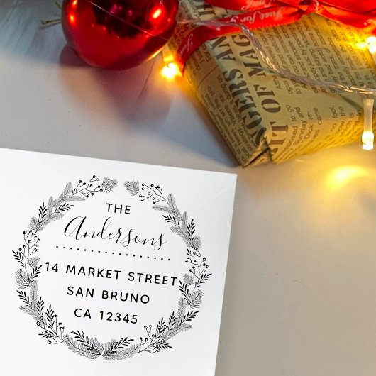 フェスティバルハンドドロークリスマスファーリース差出人住所 セルフインキングスタンプ