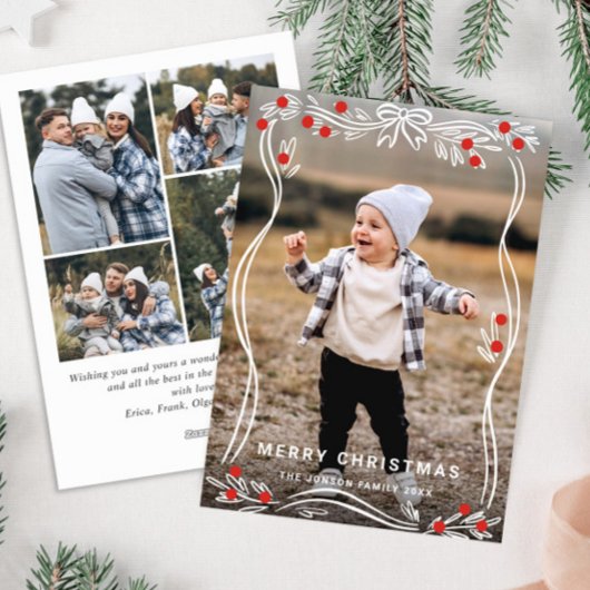 フェスティバルハンドドロークリスマスボウリボン5写真 シーズンカード