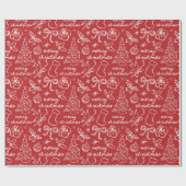 フェスティバルハンドドロークリスマスラッピング紙 ラッピングペーパー (フラット)