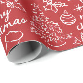 フェスティバルハンドドロークリスマスラッピング紙 ラッピングペーパー (ロールコーナー)