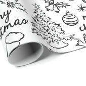 フェスティバルハンドドロークリスマスラッピング紙 ラッピングペーパー (ロールコーナー)