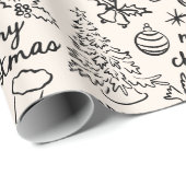 フェスティバルハンドドロークリスマスラッピング紙 ラッピングペーパー (ロールコーナー)