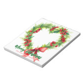 フェスティバルハート型クリスマスリースとレッドボウ ノートパッド (回転)