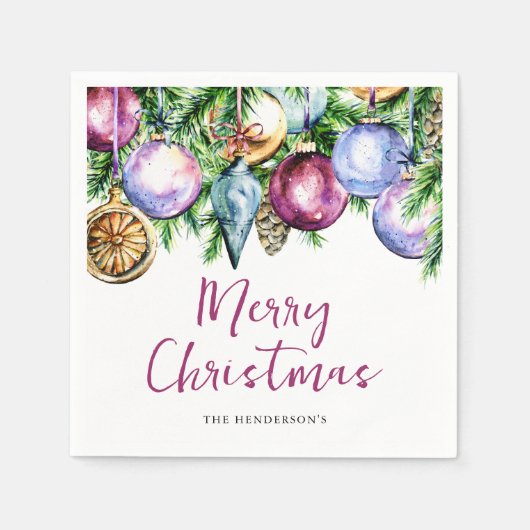 フェスティバルバウブルウォーター色クリスマスパーティー スタンダードカクテルナプキン (正面)