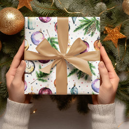 フェスティバルバウブルウォーター色クリスマス ラッピングペーパー