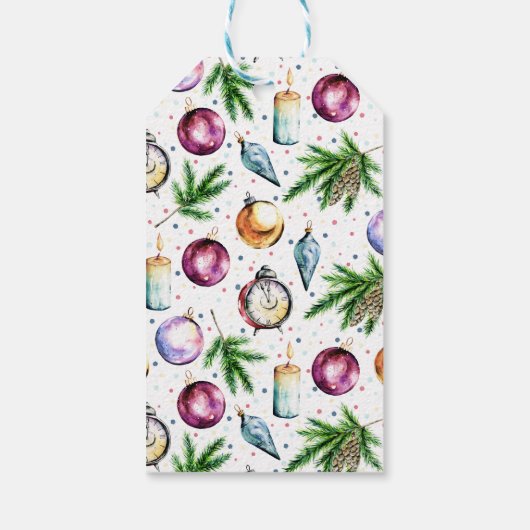 フェスティバルバウブルウォーター色メリークリスマス ギフトタグ (裏面)