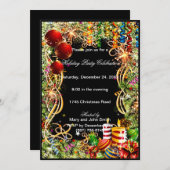 フェスティバルバウブルキャンドルクリスマスパーティの招待状 招待状 (正面/裏面)