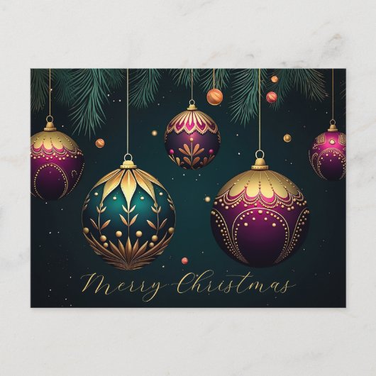 フェスティバルバウブルクリスマスグリーティングカード ポストカード (正面)