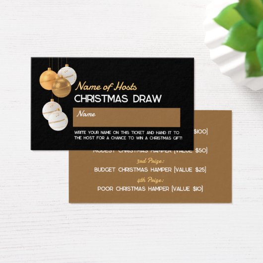 フェスティバルバウブルクリスマスパーティーラッフルチケット (デスク)