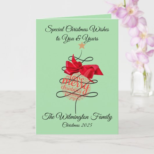 フェスティバルバウブルファミリークリスマスフォールディング カード (蘭)