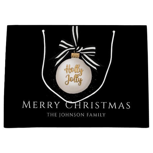 フェスティバルバウブルブラッククリスマス ラージペーパーバッグ (正面)