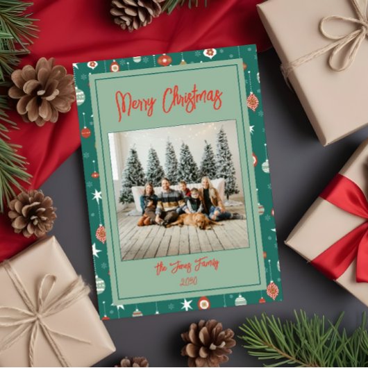 フェスティバルバウブル&スノーフレークスクリスマス カード