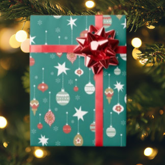 フェスティバルバウブル&スノーフレークスクリスマス ラッピングペーパー