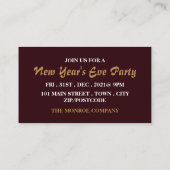 フェスティバルバウブル、新年のイブパーティーチケット エンクロージャーカード (裏面)