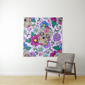 フェスティバルバックグラウンドと糖スカル、ハート、およびfl タペストリー (インサイチュ)