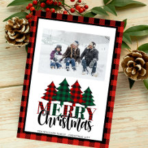 フェスティバルバッファロープレイドクリスマスツリーカスタム写真