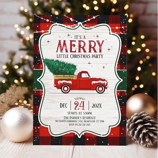 フェスティバルバッファロープレイドクリスマスパーティの招待状 招待状