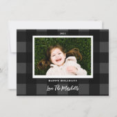 フェスティバルバッファロープレイドグレーホリデーフォト シーズンカード (正面)