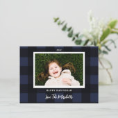 フェスティバルバッファロープレイドネイビーHanukkahホリデーフォト シーズンカード (スタンド正面)