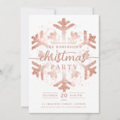 フェスティバルバラ金ゴールド冬スノーフレーククリスマス 招待状 (正面)