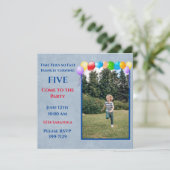 フェスティバルバルーン写真ブルーボーイズバースデーパーティー 招待状 (スタンド正面)