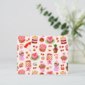 フェスティバルバレンタインデーのスイーツ、ケーキ、デザート ポストカード (スタンド正面)