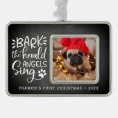 フェスティバルバークス |ペットの写真初めてのクリスマス シルバープレートフレームオーナメント (正面)