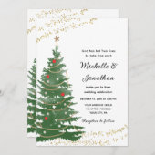 フェスティバルパインクリスマスツリースタークリスチャン結婚ズ 招待状 (正面/裏面)