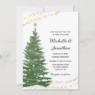 フェスティバルパインクリスマスツリースタークリスチャン結婚ズ 招待状