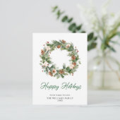 フェスティバルパインコーンリースメリークリスマスフォト シーズンポストカード (スタンド正面)