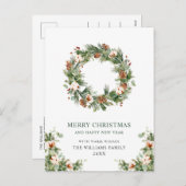 フェスティバルパインコーンfirリースメリークリスマス シーズンポストカード (正面/裏面)