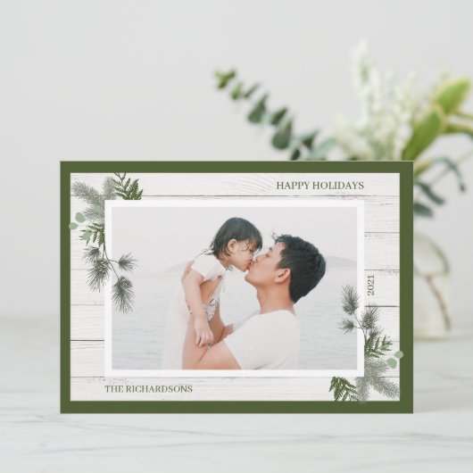 フェスティバルパイン素朴と白い木製のシープラップ写真 シーズンカード (スタンド正面)