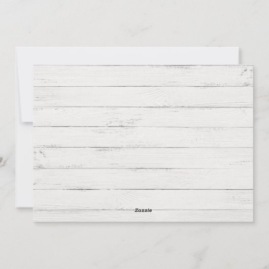 フェスティバルパイン素朴と白い木製のシープラップ写真 シーズンカード (裏面)