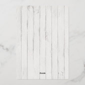 フェスティバルパイン素朴と白い木製のシープラップ写真 箔シーズンカード (裏面)