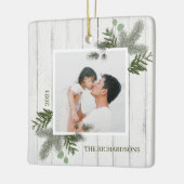 フェスティバルパイン素朴と白い木製紫斑写真 セラミックオーナメント (左)