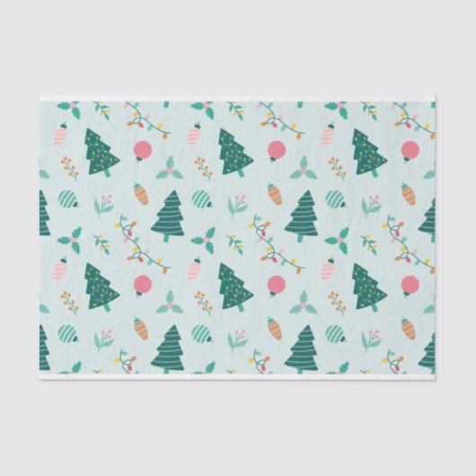 フェスティバルパステルグリーンクリスマスツリーアンドライト 薄葉紙 (正面)